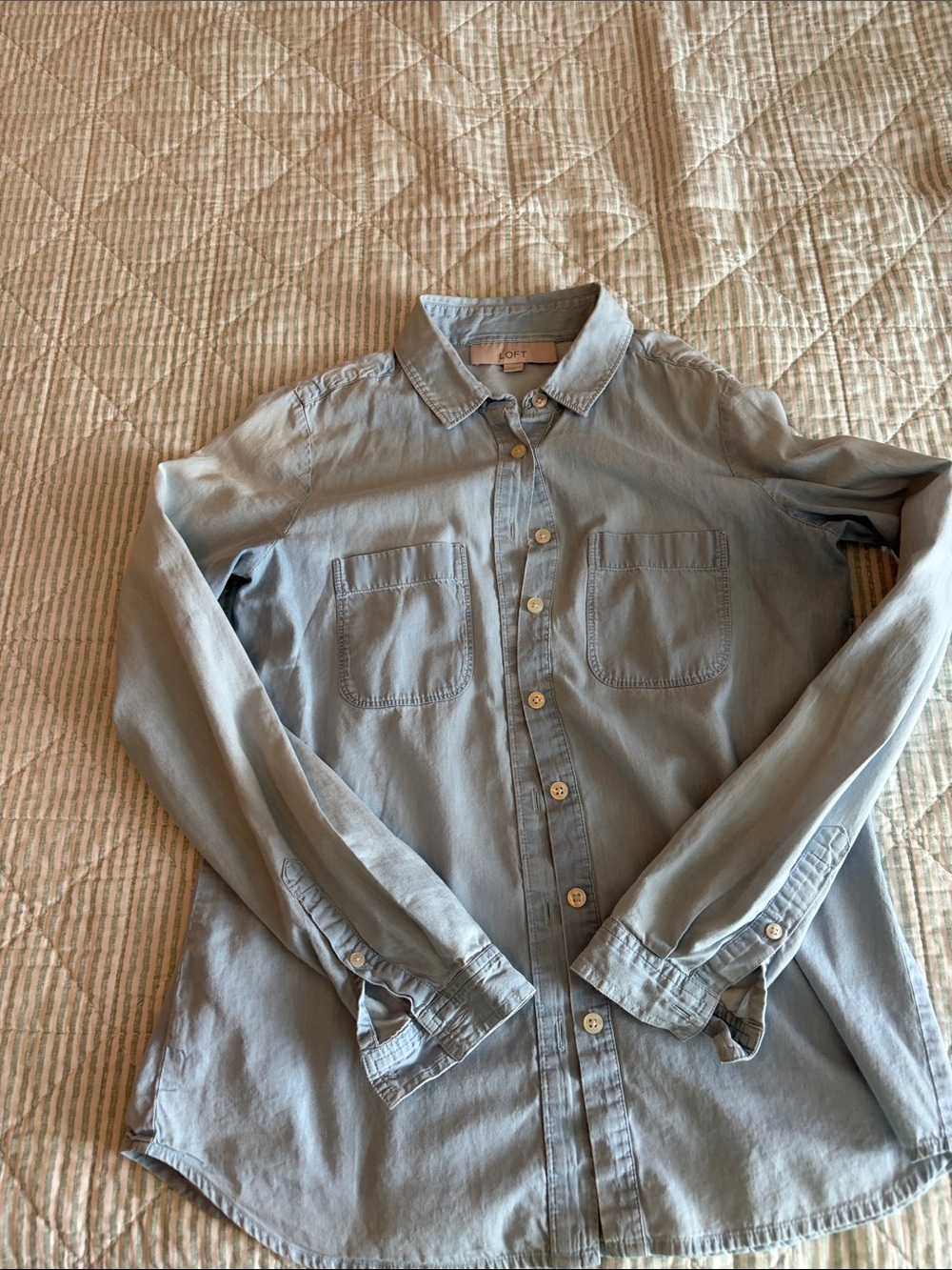 LOFT Light Chambray Shirt in Pale Blue